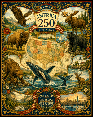 Vintage American Wildlife - USA 250th Anniversary Art Print