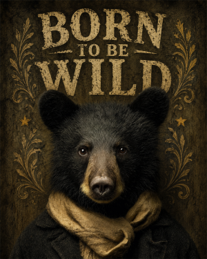 Vintage Bear Cub - Born to Be Wild - Wildlife Art Print
