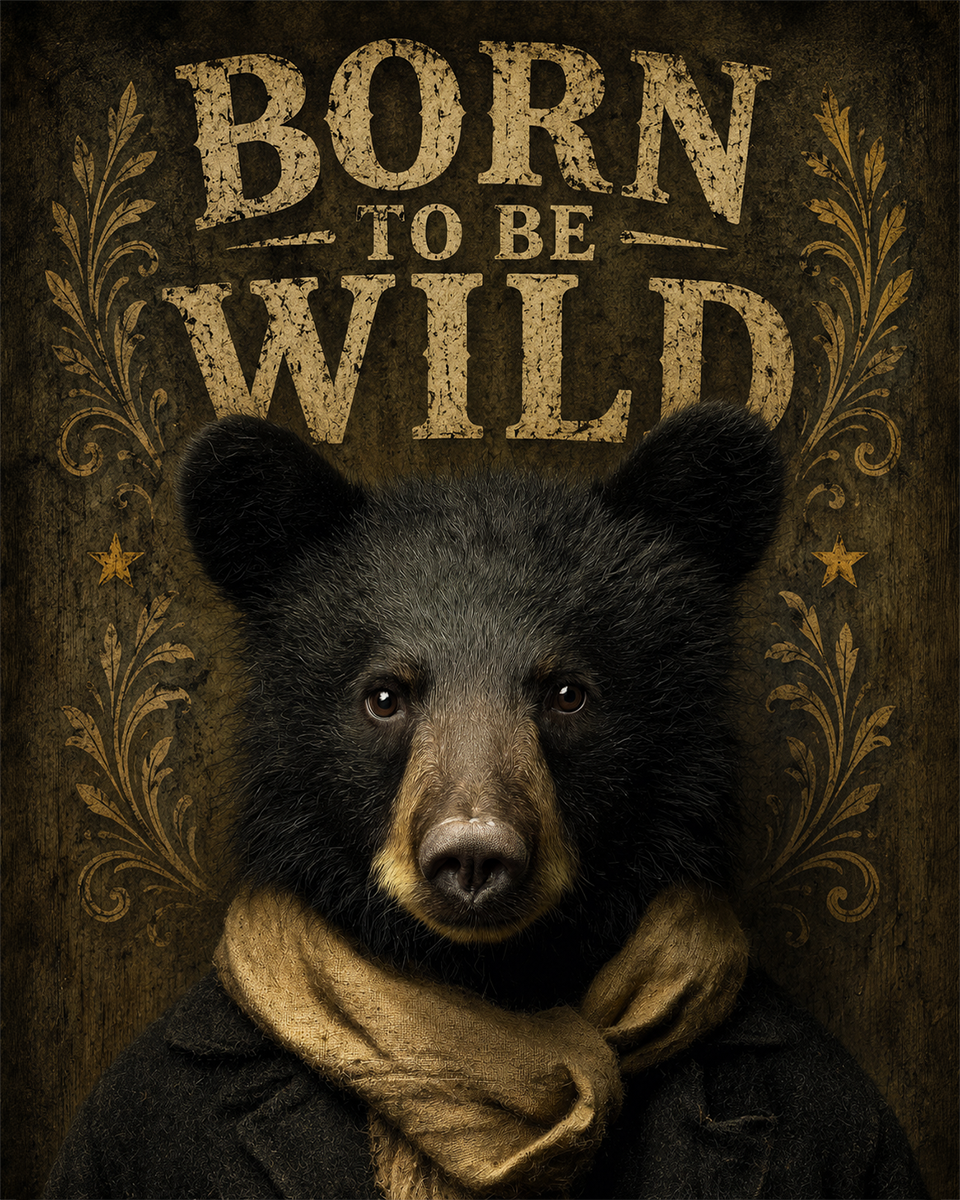 Vintage Bear Cub - Born to Be Wild - Wildlife Art Print