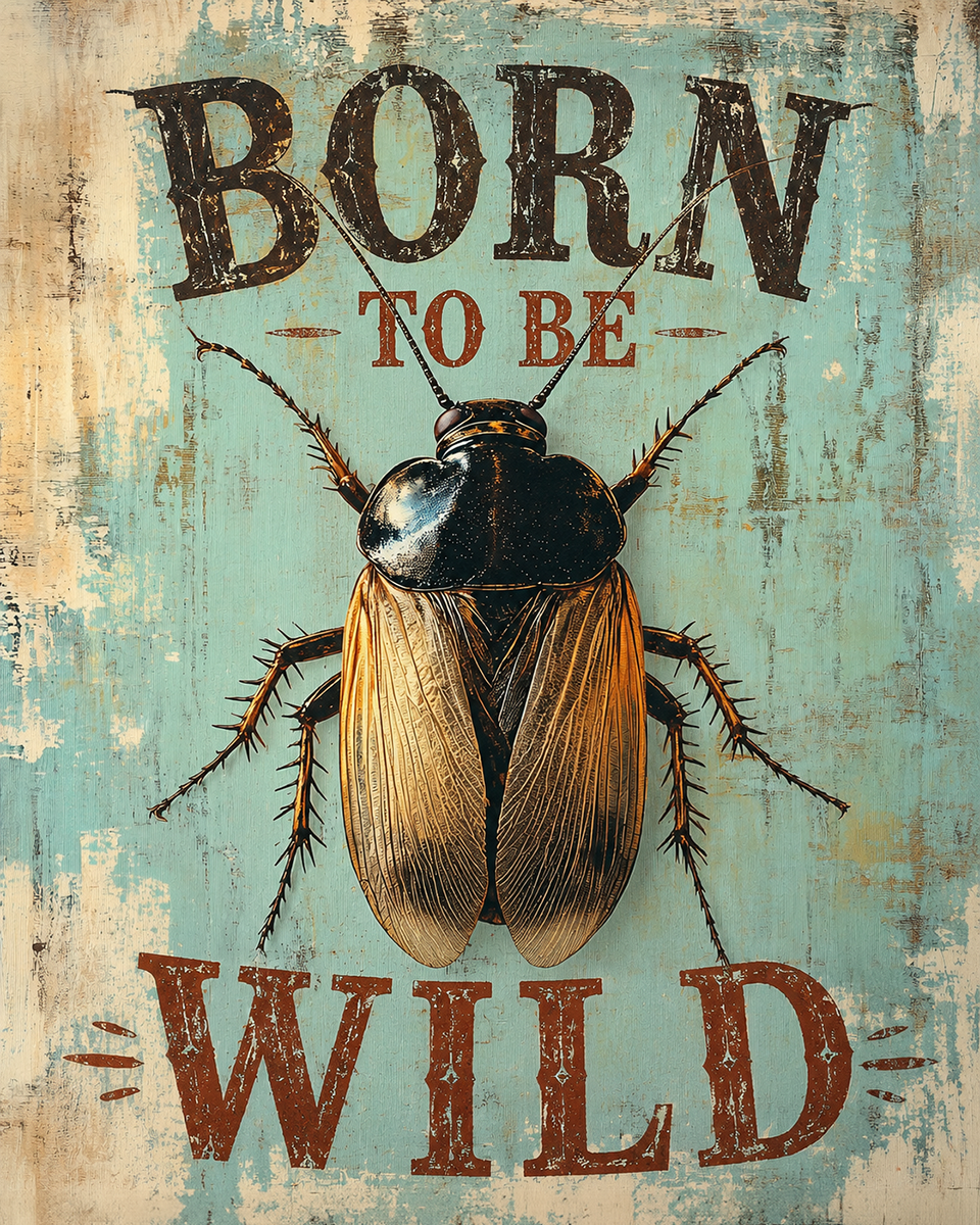 Vintage Cockroach - Born to Be Wild - Wildlife Art Print