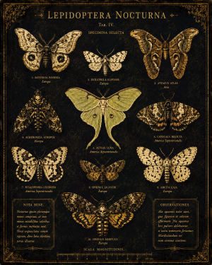 Vintage Moth Chart - Dark Academia Art Print