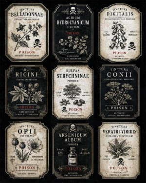 Vintage Poison Labels - Dark Academia Art Print