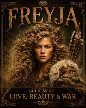 Vintage Ready for the Hunt - Freyja the Norse Goddess Art Print
