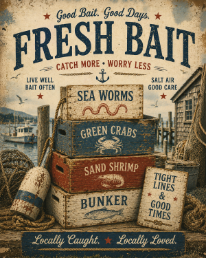 Vintage Style Fresh Bait - Coastal Nautical Ad