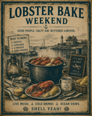 Vintage Style Lobster BakeCoastal Nautical Sign - Coastal Nautical Ad