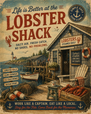 Vintage Style Lobster Shack - Coastal Nautical Ad