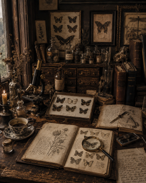 Vintage Style Naturalists Study - Dark Academia Art Print