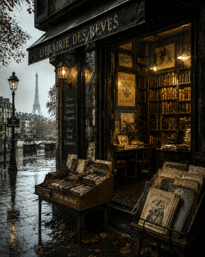 Vintage Style Paris Bookstore - Dark Academia Art Print