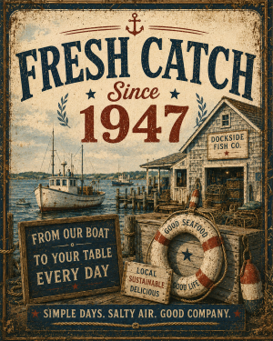 Vintage Style Seafood Company - Coastal Nautical Ad