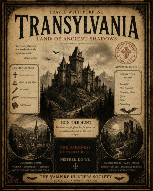 Vintage Style Transylvania Travel Poster - Dark Academia Art Print