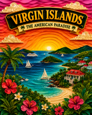 Virgin Islands Souvenir Art Print - Name Drop Destination Travel Poster