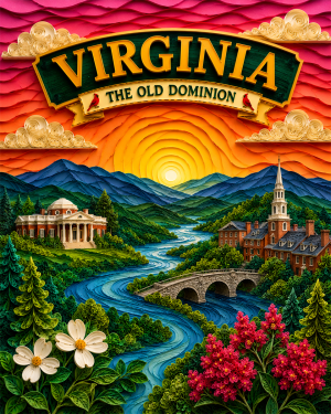 Virginia Souvenir Art Print - Name Drop Destination Travel Poster