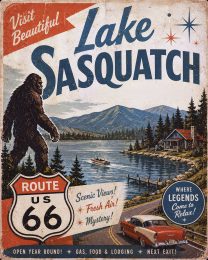 Visit Beautiful Lake Sasquatch - Route 66 Parody Poster