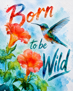 Watercolor Hummingbird - Born to Be Wild - Wildlife Art Print