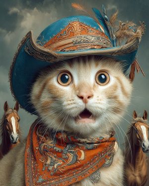 Weekend Cowboy Thomas - Cats in Hats Art Print