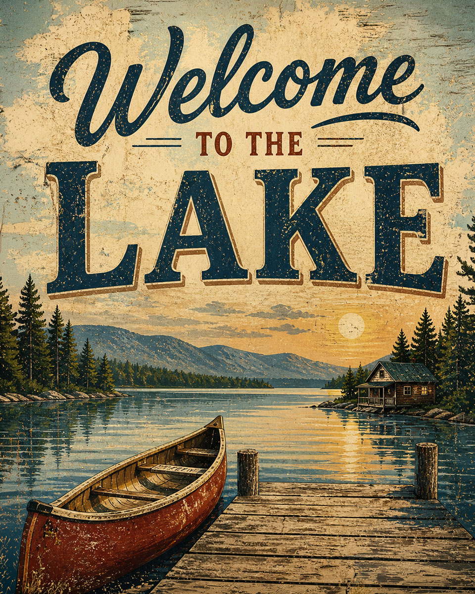Welcome to the Lake - Vintage Sign -  Lake Life Art Print