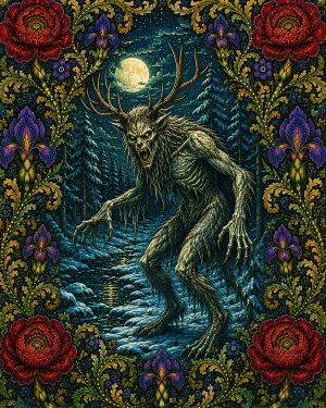 Wendigo - Art Nouveau Cryptid Artwork
