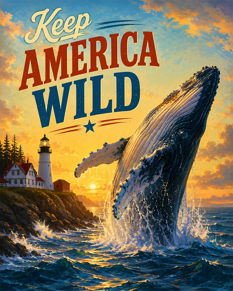 Whale - Keep America Wild Art Print - Americana Nature Artwork