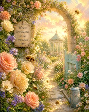 Where Love Blooms - Honeybee Art Print
