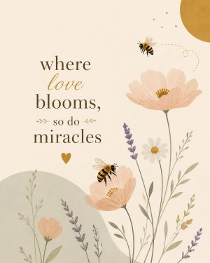 Where Love Blooms - Minimalist - Honeybee Art Print