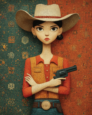 Wholesale Lone Star Cowgirl Jolene Art Prints - Retail Ready Matted Western Wall Art.png