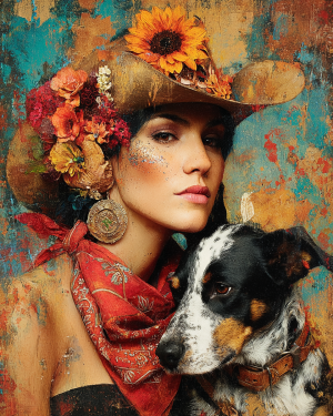 Wholesale Outlaw Cowgirl Tilly and Tex Matted Art Print - Retail Ready Western Wall Art.png