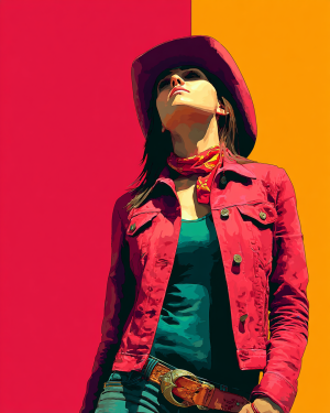 Wholesale Western Wall Art - Matted Minimalist Cowgirl Hazel Print for Independent Boutiques.png
