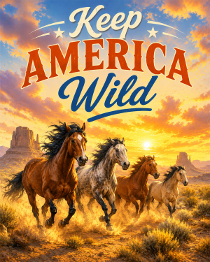 Wild Horse Herd - Keep America Wild Art Print - Americana Nature Artwork