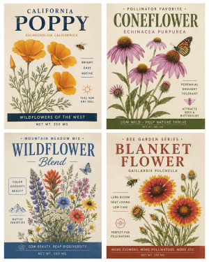 Wildflowers Seed Packs - Cottagecore Home Decor