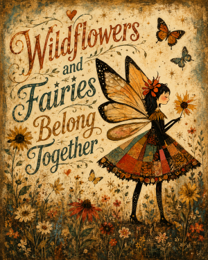 Wildflowers and Fairies Belong Together 2 - Fairy Wall Art