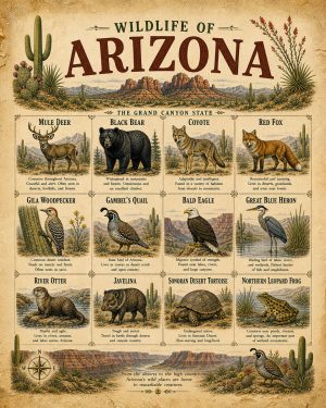 Wildlife of Arizona Chart Art Print