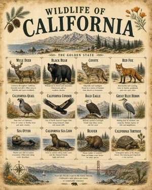 Wildlife of California Chart Art Print