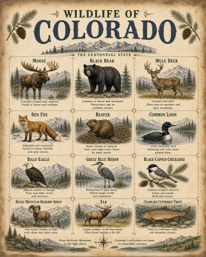 Wildlife of Colorado Chart Art Print