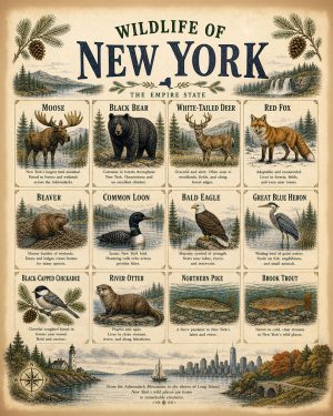 Wildlife of New York Chart Art Print