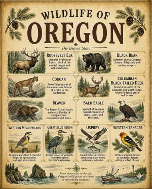 Wildlife of Oregon Chart Art Print