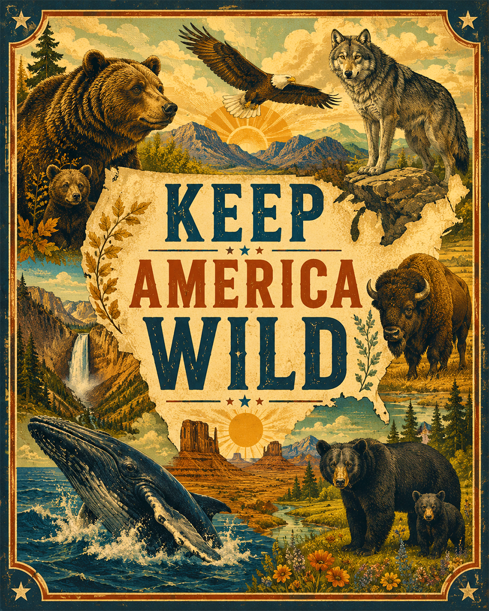 Wildlife - Keep America Wild Art Print - Americana Nature Artwork