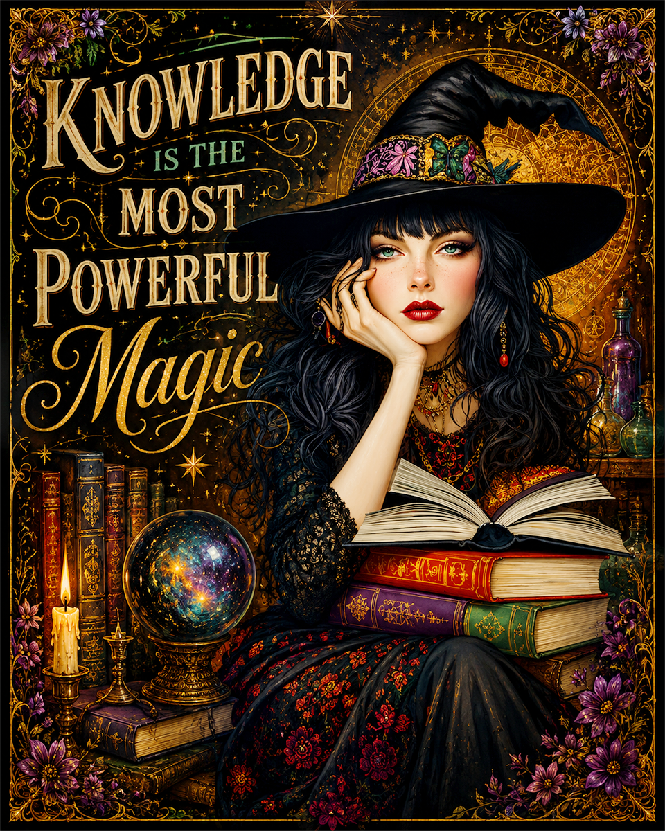 Witch Artwork - Knowledge Is the Most Powerful Magic