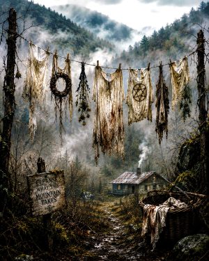Witch's Clothesline - Folk Horror - Appalachian Gothic Art Print