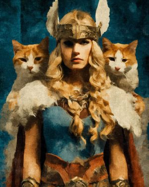 With Her Cats - Freyja the Norse Goddess Art Print