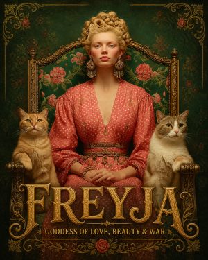 With Her Entitled Cats - Freyja the Norse Goddess Art Print