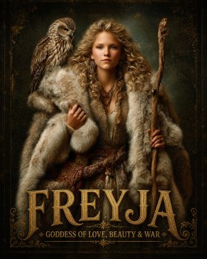 With Her Owl Friend - Freyja the Norse Goddess Art Print