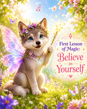 Wolf Pup Fairy - Believe in Yourself - Animal Fairies - Children's Fantasy Artwork