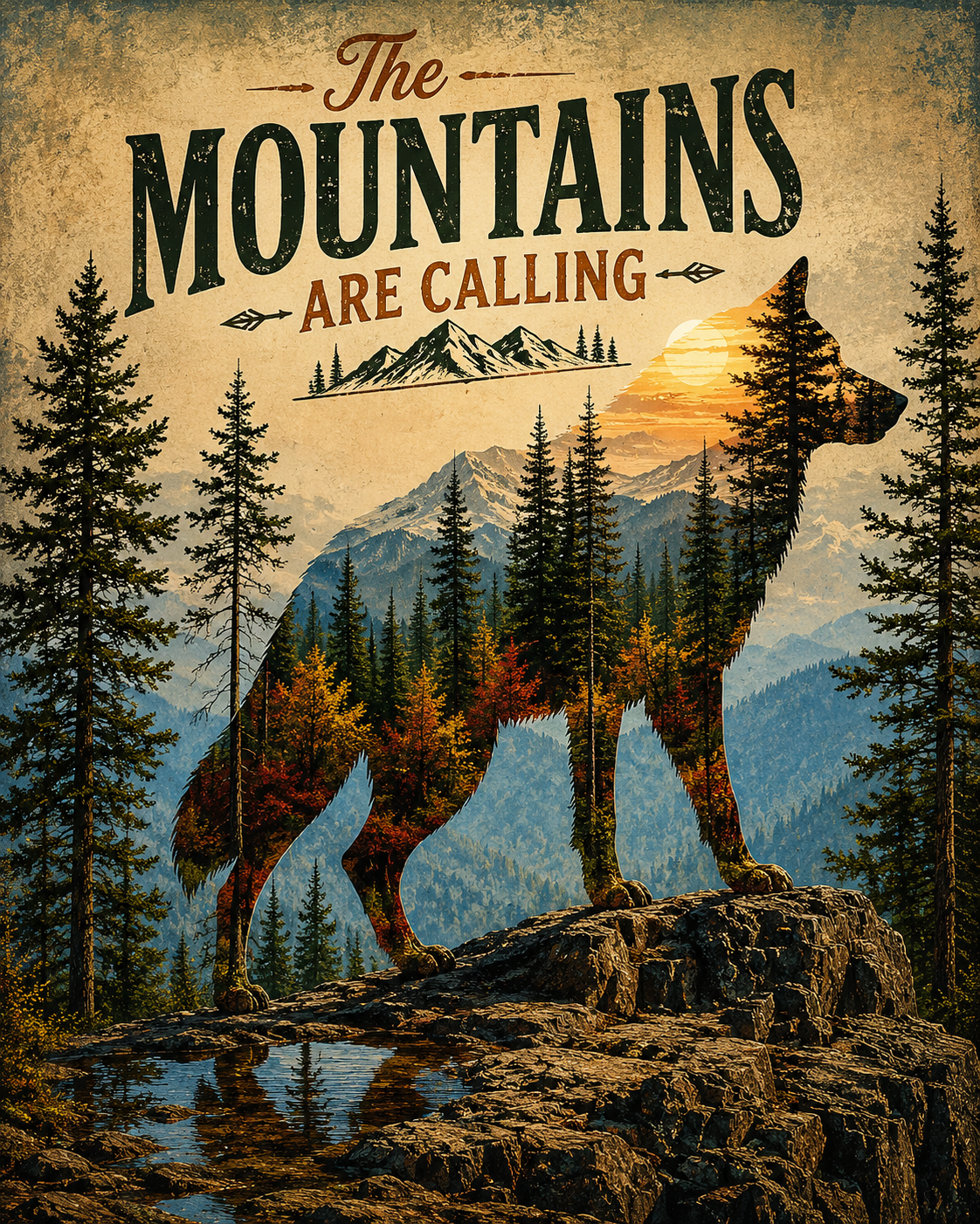 Wolf Spirit - The Mountains are Calling Art Print
