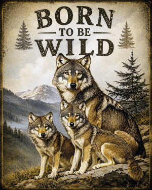 Wolf with Pups - Born to Be Wild - Wildlife Art Print