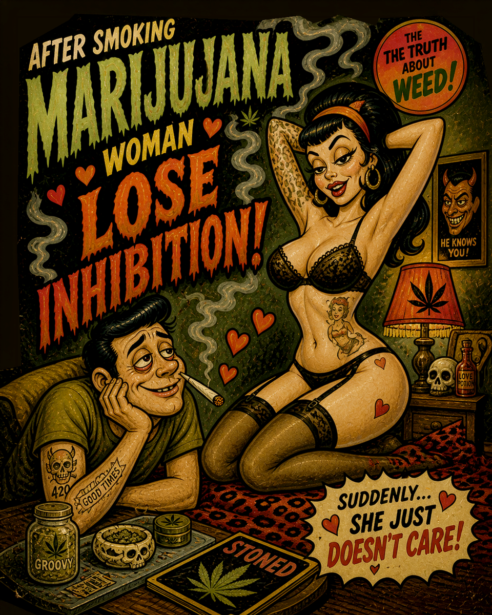 Women Lose Inhibition Lowbrow - Marijuana Poster