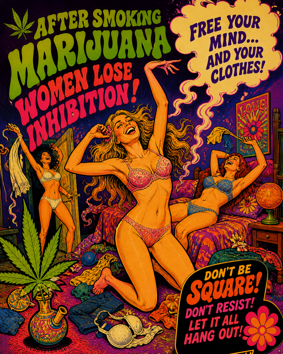 Women Lose Inhibition - Psychedelic - Marijuana Poster