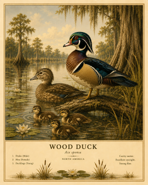 Wood Duck - Vintage Wildlife Art - Antique Nature Illustration