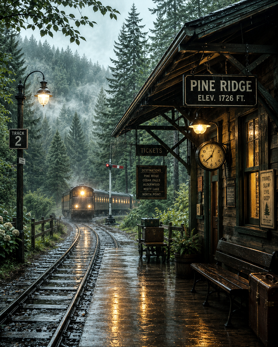 Woodland Train Station - Cottagecore Home Decor