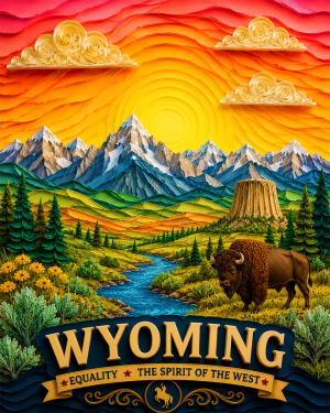 Wyoming Souvenir Art Print - Name Drop Destination Travel Poster