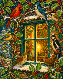 X Mas Songbirds - Christmas Art Print